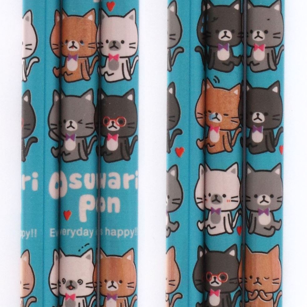blue pencil with cute funny cat animal sitting together - modeS4u