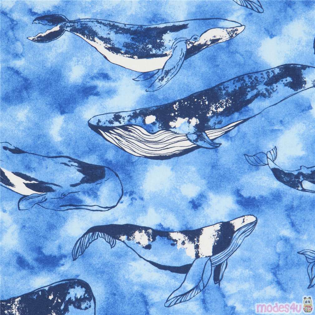 blue whale canvas fabric from Japan - modeS4u Kawaii Shop