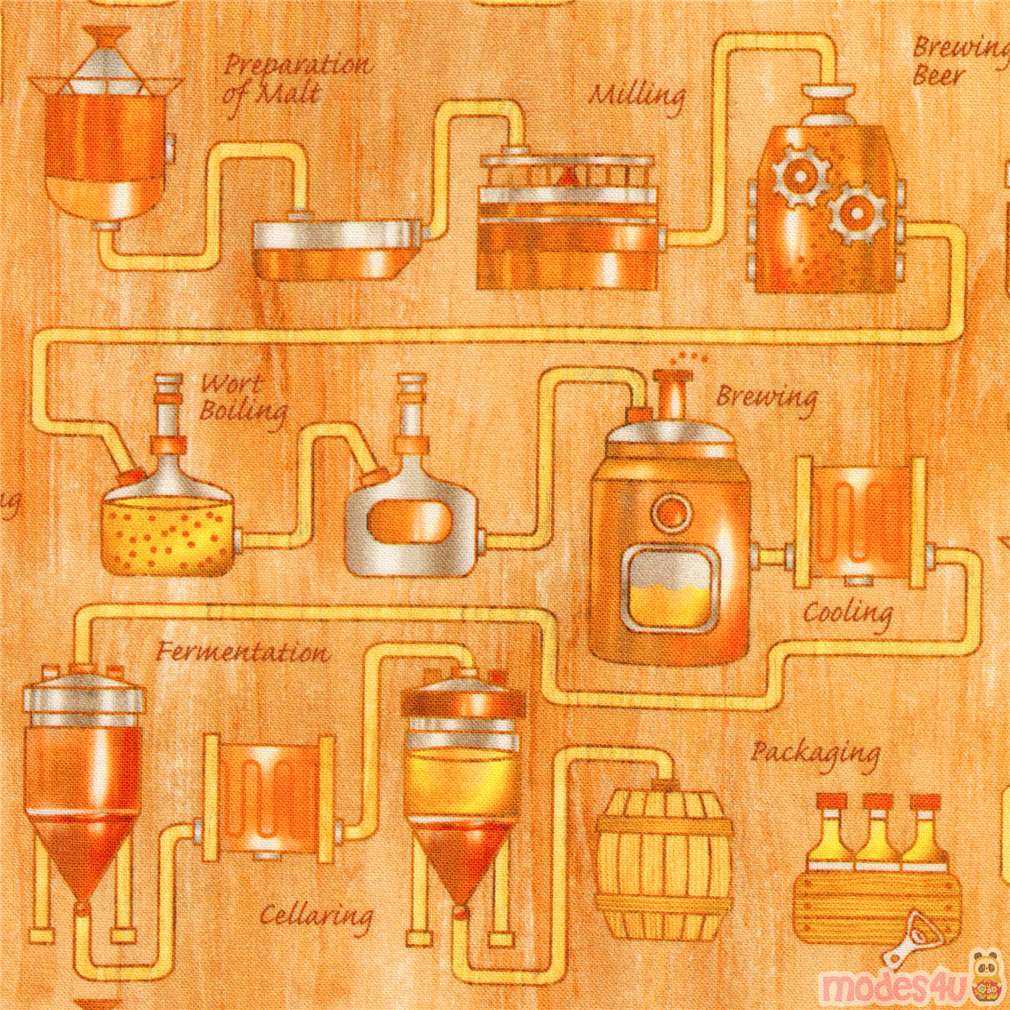 brown Robert Kaufman beer brewing fabric modeS4u