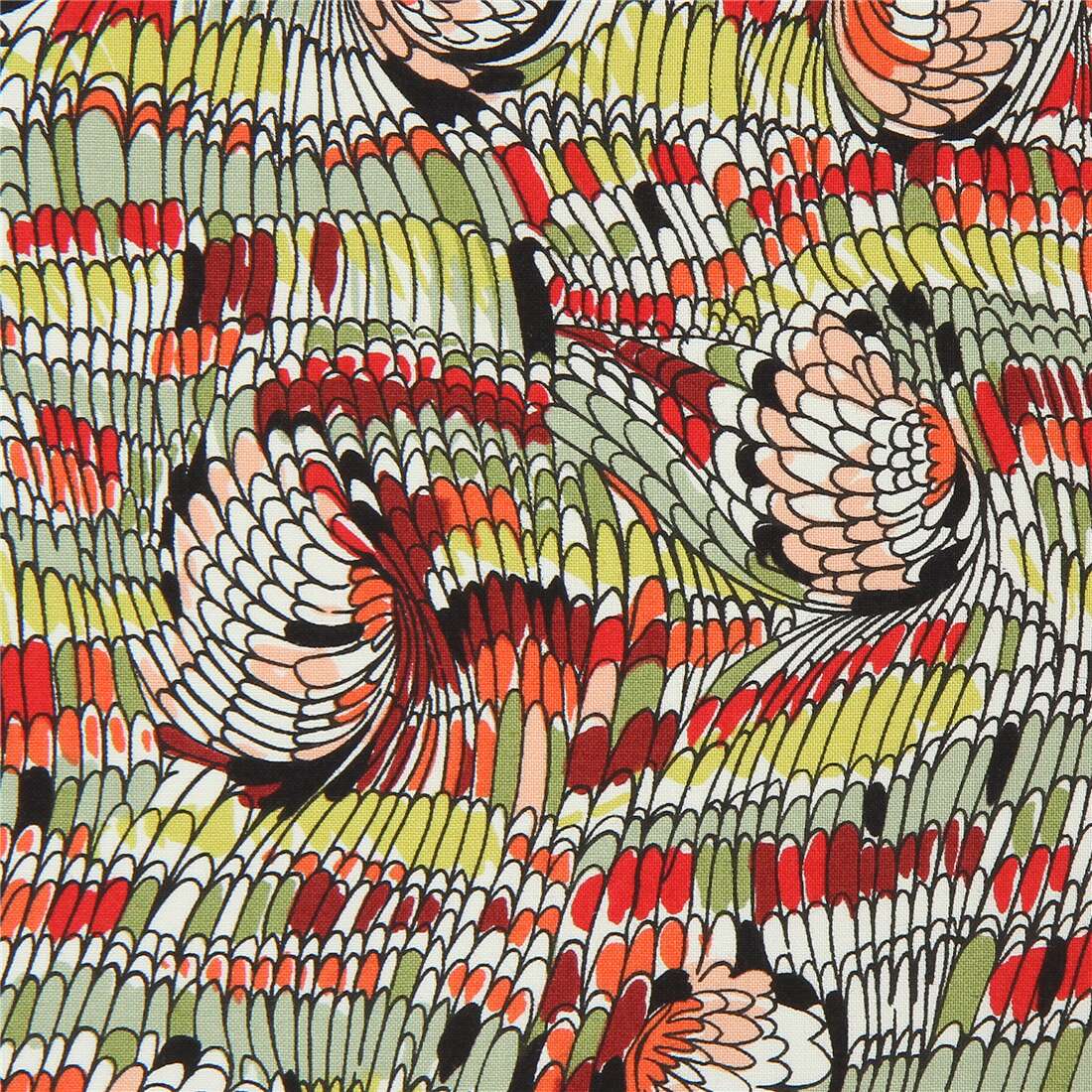 brown and light green flower fabric by Alexander Henry Fabric by