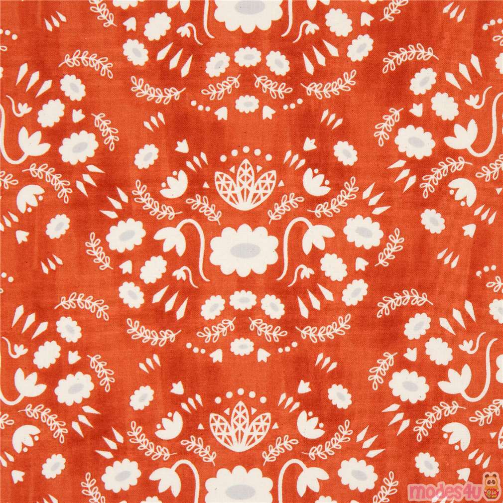 brown fabric with natural color flower fabric by Cotton and Steel