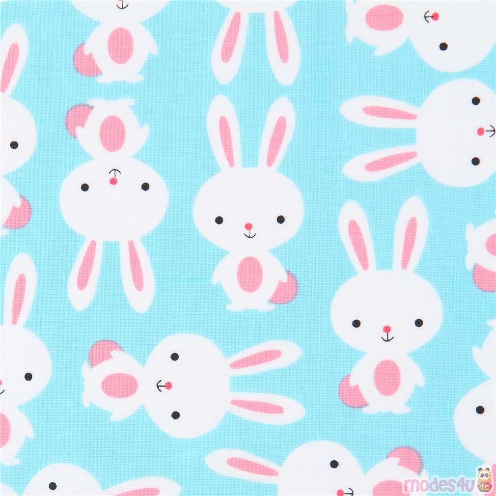 bunny rabbit white animal blue fabric Urban Zoologie Robert Kaufman