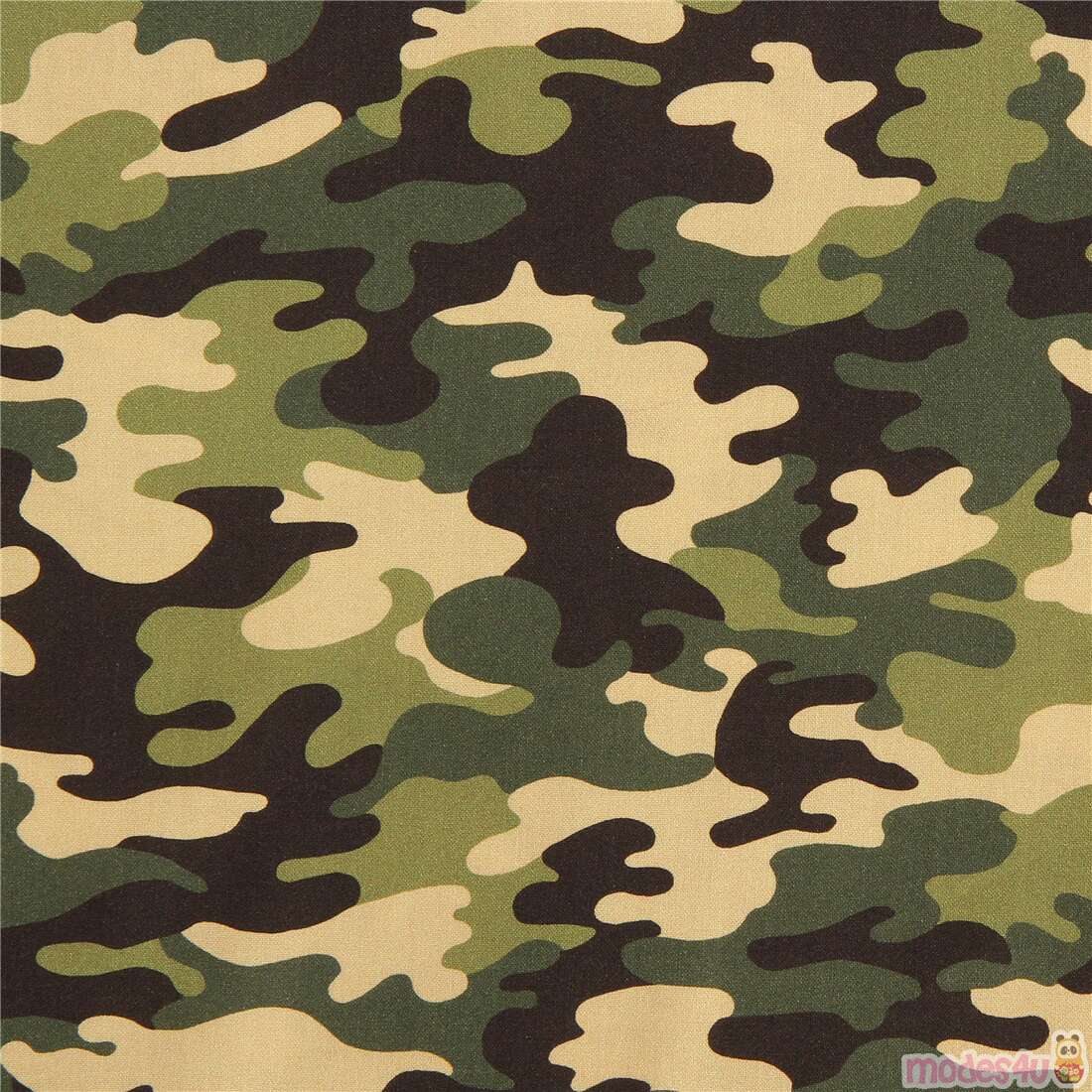 green army print cotton fabric Robert Kaufman - modeS4u