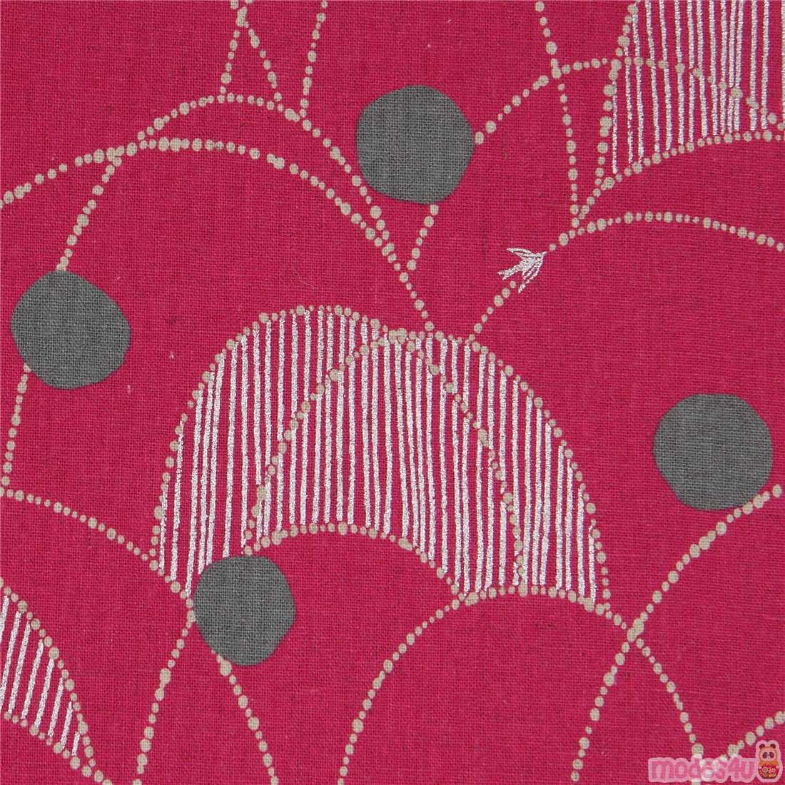 canvas laminate fabric with dark pink and metallic silver mountains by ...