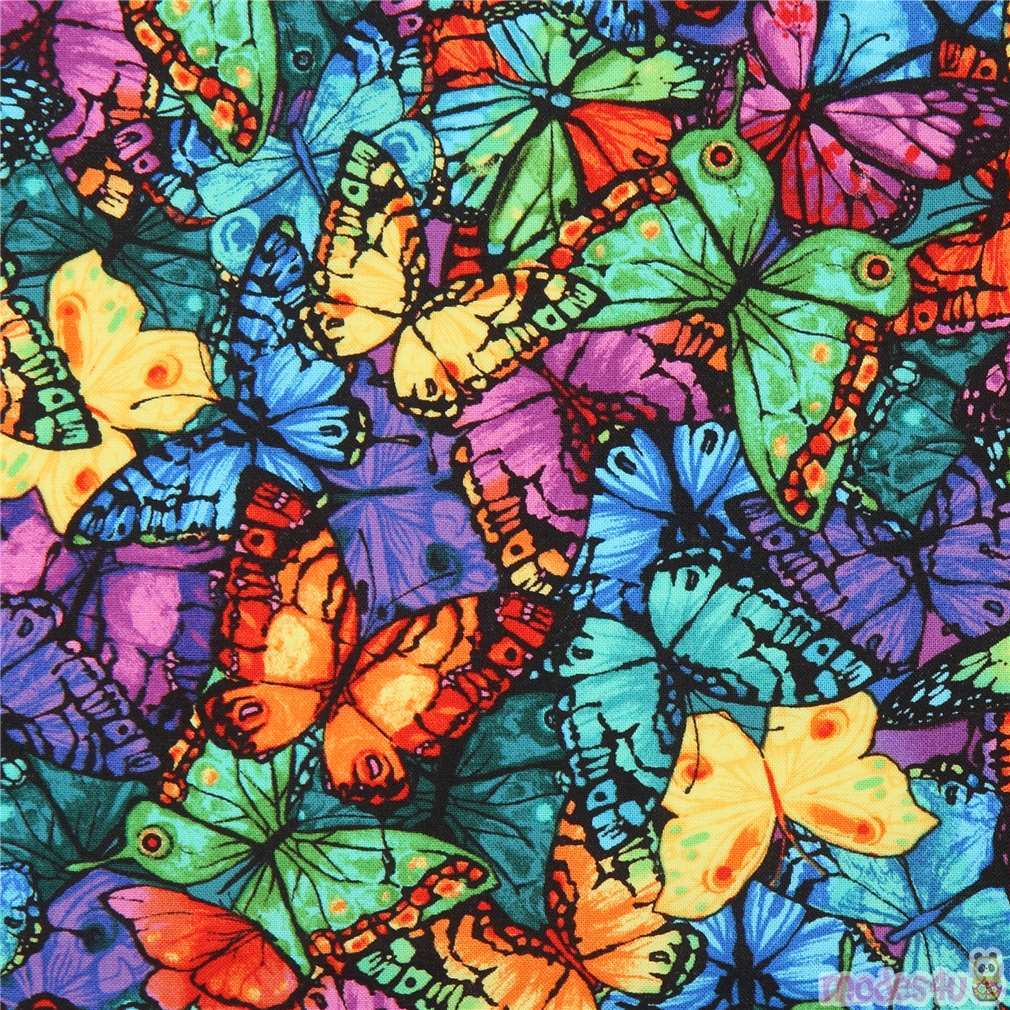 Remnant 20 cm - colorful butterfly fabric by Timeless Treasures - modeS4u