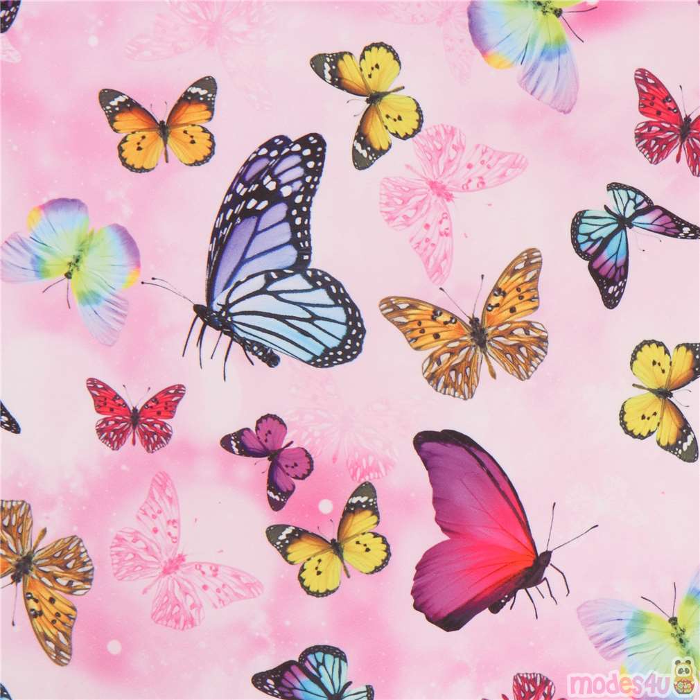 colorful butterfly soft shell fabric in pink - modeS4u