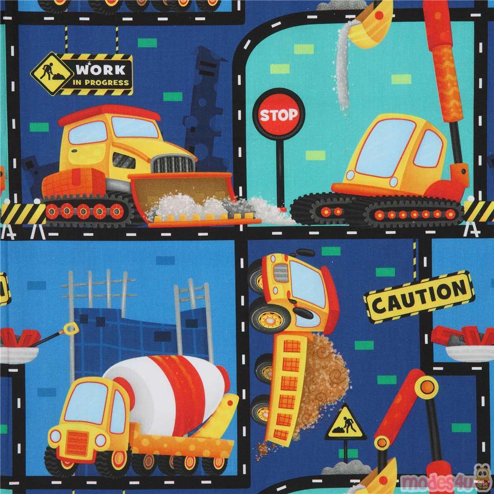 colorful construction vehicle fabric by Quilting Treasures modeS4u