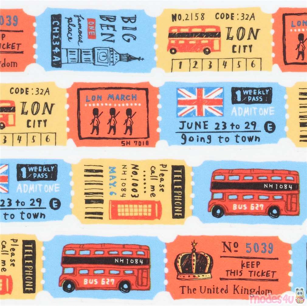 colorful diecut London ticket deco tape sticky tape by Mind Wave modeS4u