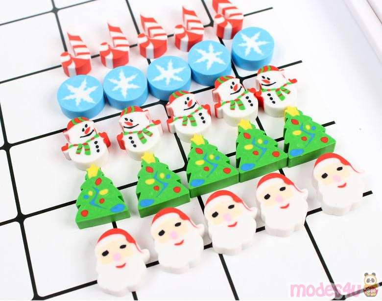 colorful mini Christmas eraser set modeS4u
