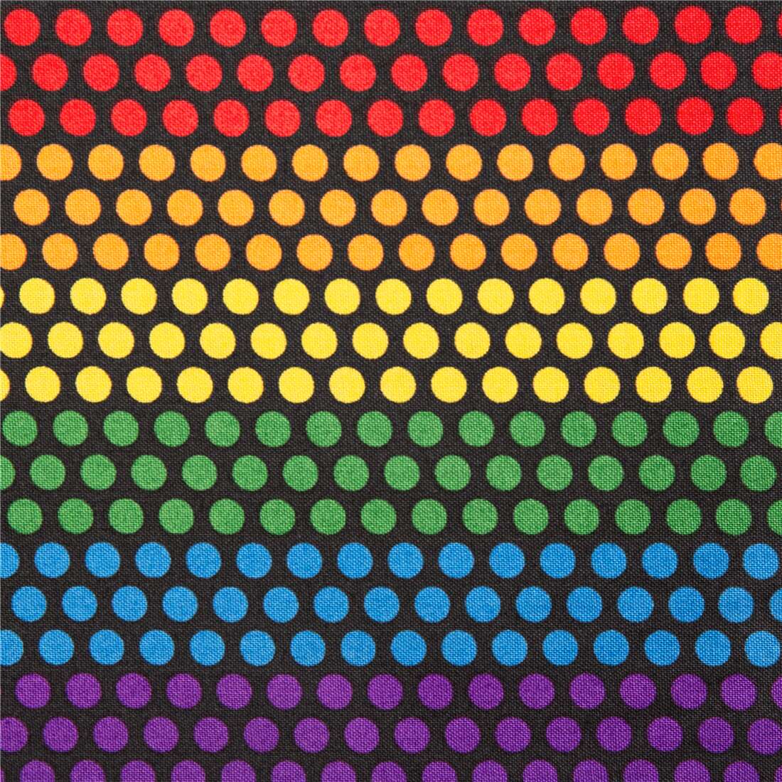 Black Colourful Rainbow Polka Dot Stripes Fabric by Alexander