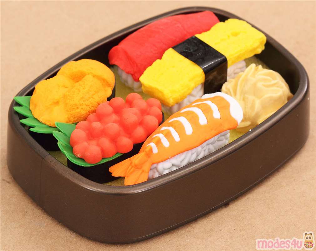 Iwako erasers Delivery Sushi 6 pieces set brown bento box modeS4u