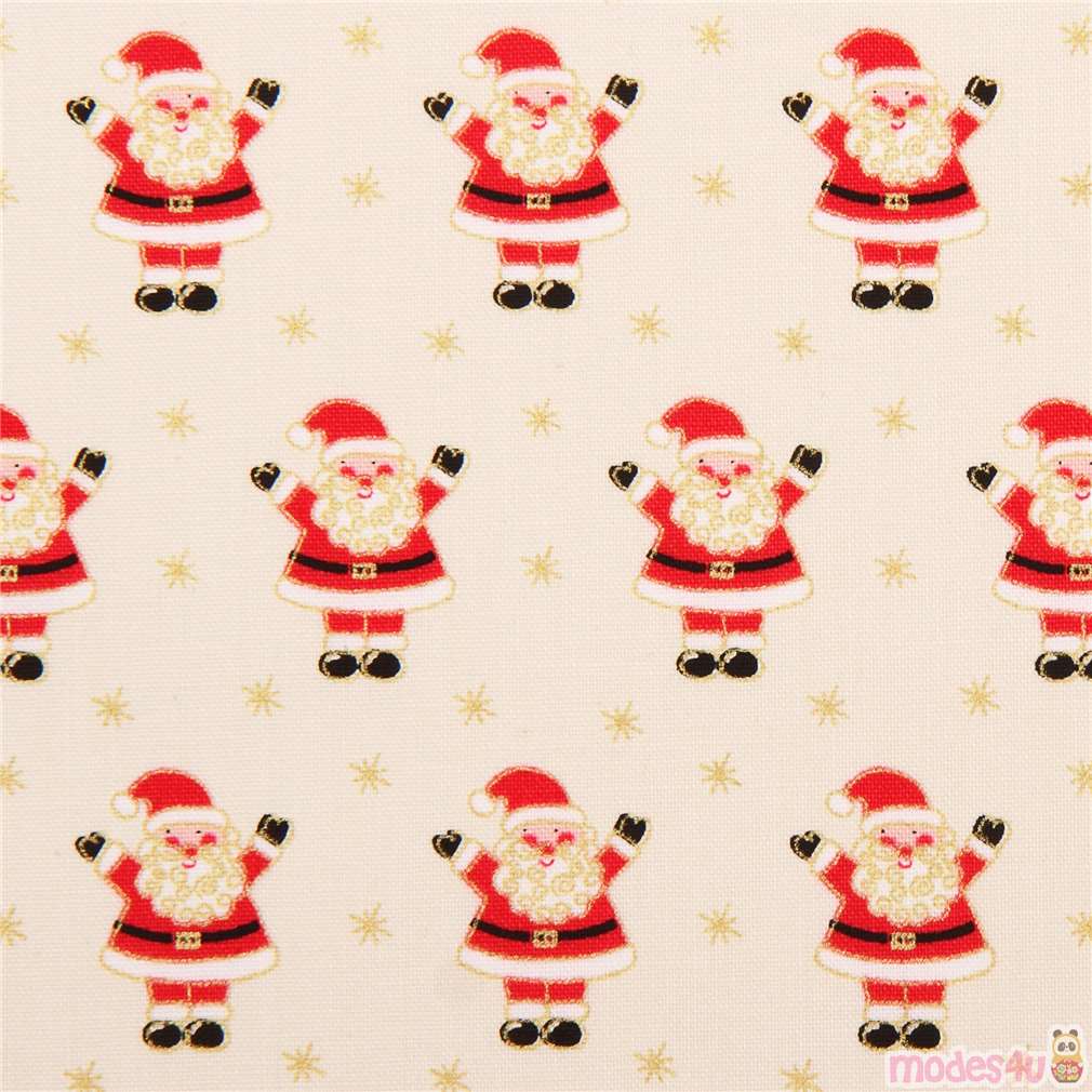 cream Santa Claus Mini glitter fabric Andover from the USA - modeS4u