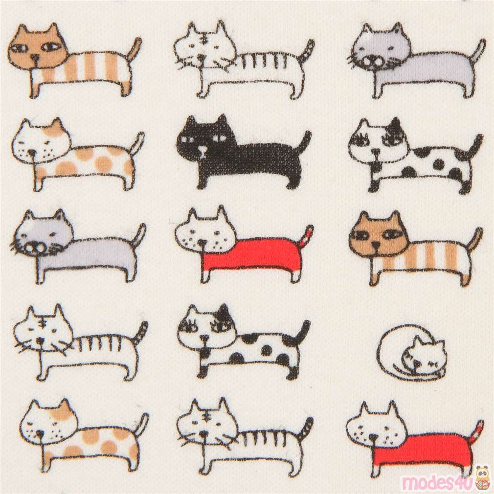 Remnant (45 x 100 cm) cream cat knit fabric from Japan modes4u