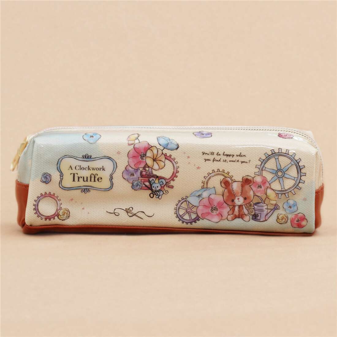 cream colorful toy cat bear animal flower pencil case by Kamio from Japan -  modeS4u