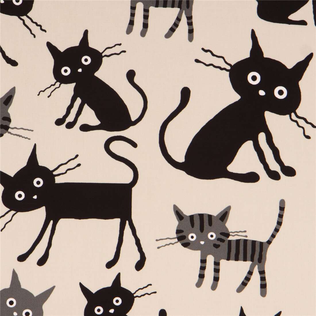 cream-grey cat animal Oxford fabric CocoLand from Japan Fabric by ...