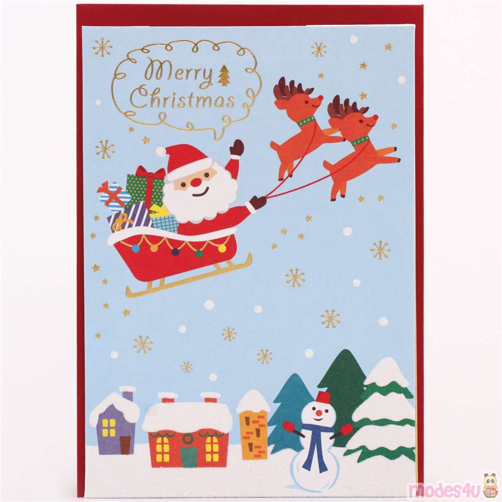 Biglietti Auguri Di Natale Hello Kitty.Simpatica Cartolina Babbo Natal Albero Di Natale Brillantini Pop Up Dal Giappone Modes4u