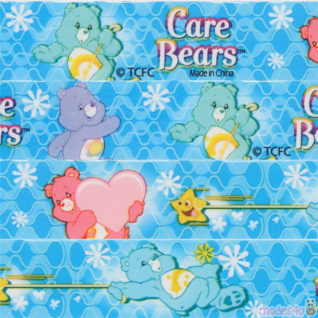 cute blue Care Bears flower wavey line pattern deco tape sticky tape