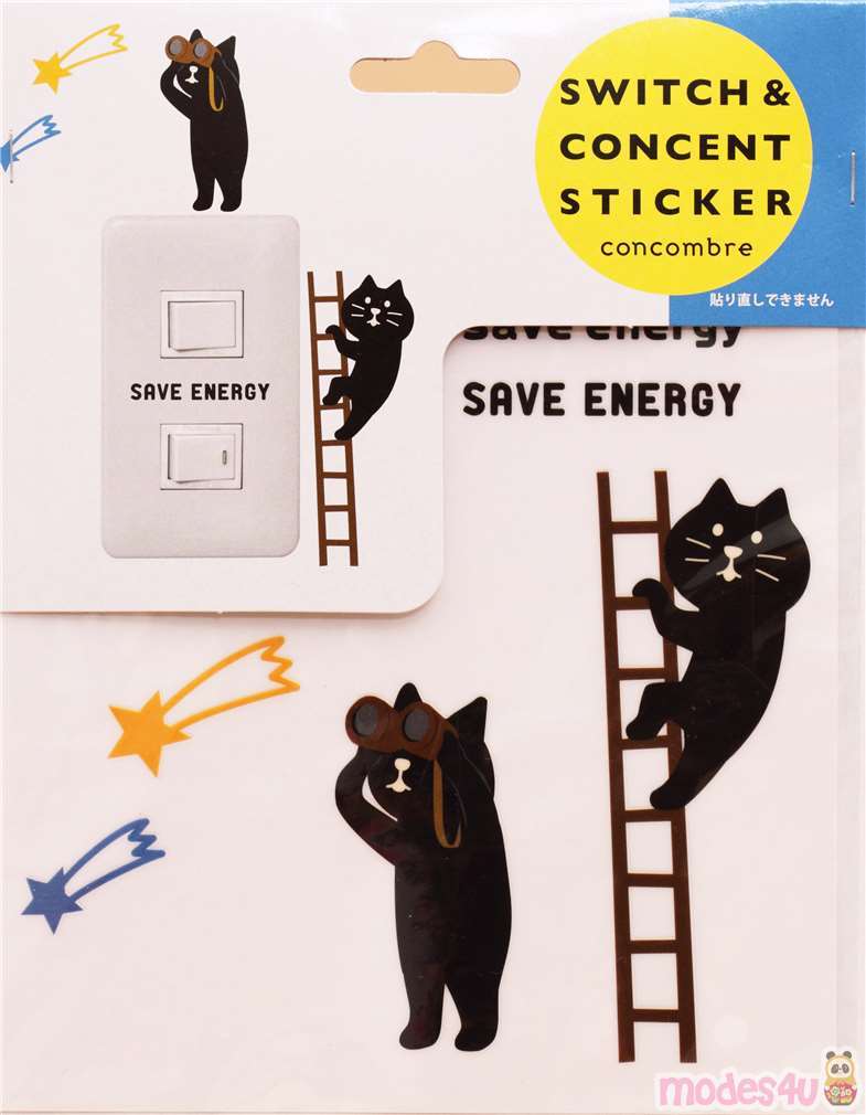 cute cat wall light switch stickers by Decole modeS4u