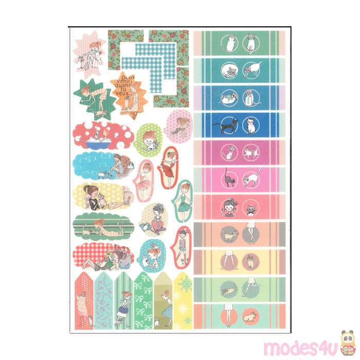 cute girl animal dot stripe pattern schedule stickers by shinzi katoh modes4u