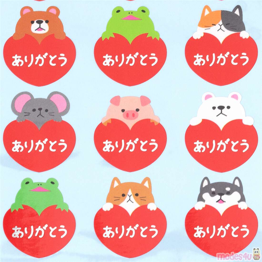 cute kawaii animal and heart thank you stickers by Mind Wave - modeS4u