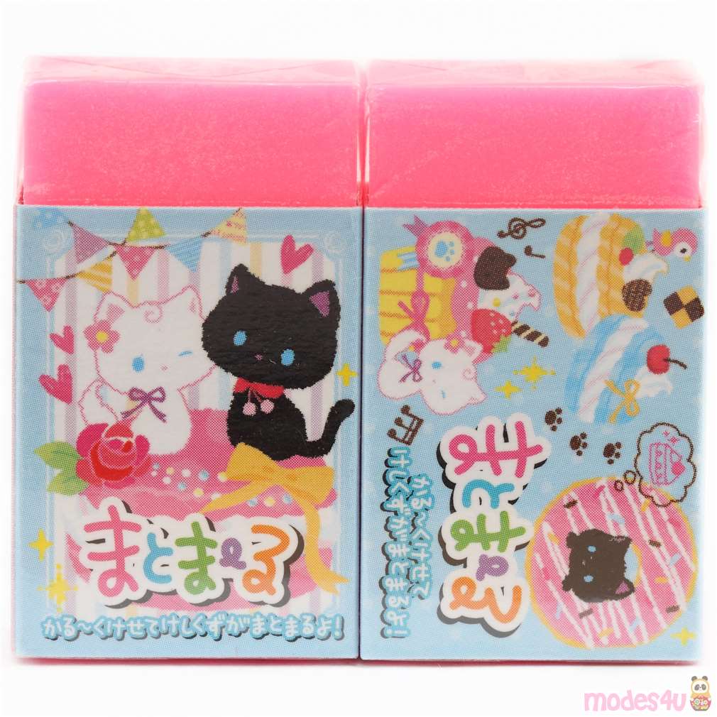 cute neon pink cat rose bow eraser from Japan modeS4u