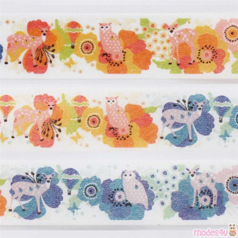 colorful owl deer flower mail Tape deco tape modeS4u