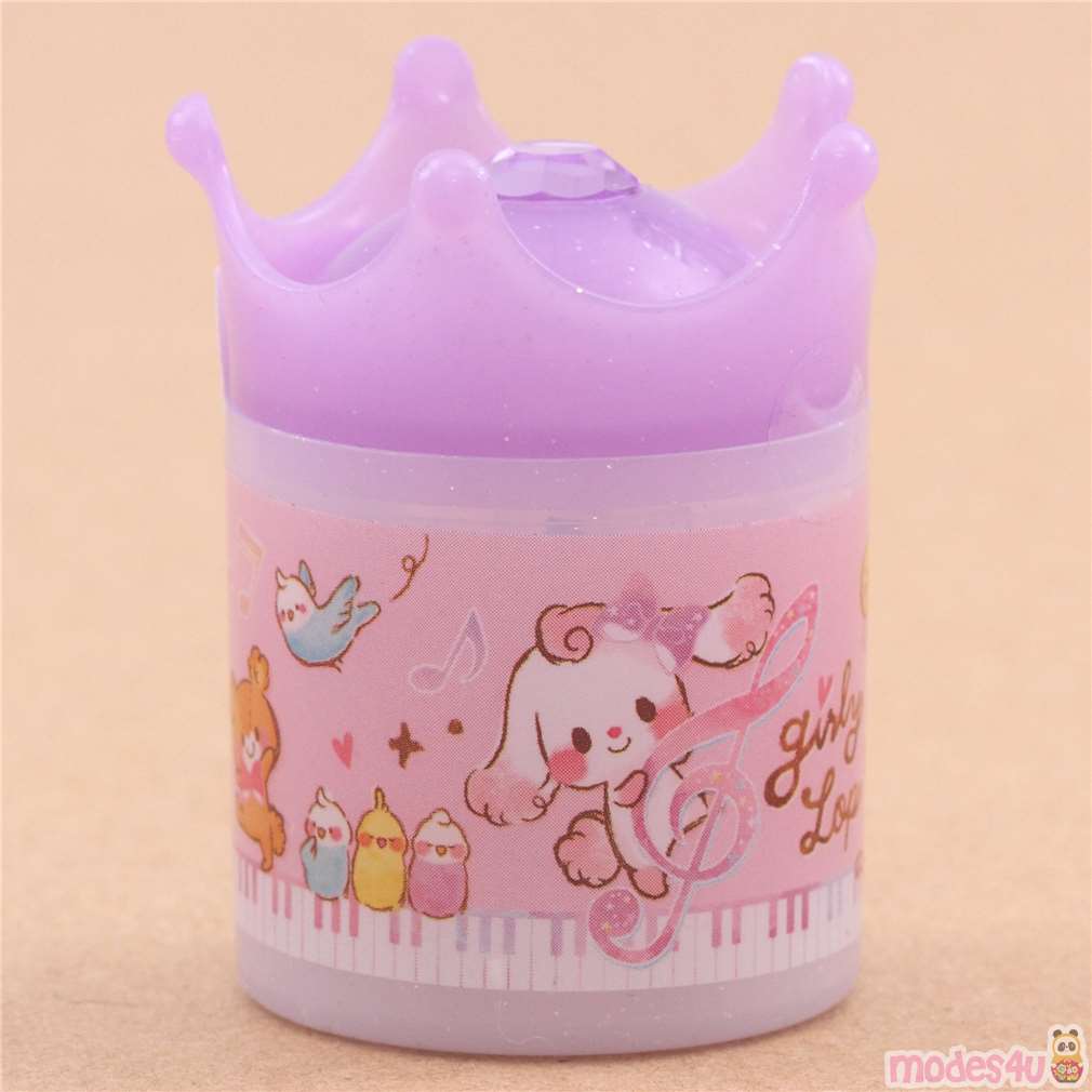 cute purple glitter cat bear bird crown pencil sharpener from Japan