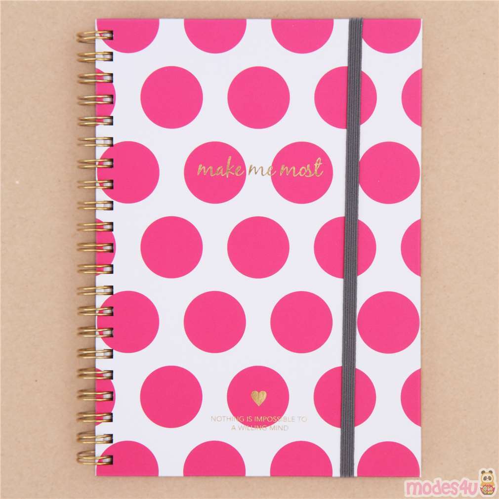 cute white pink dot ring binder notebook Japan modeS4u