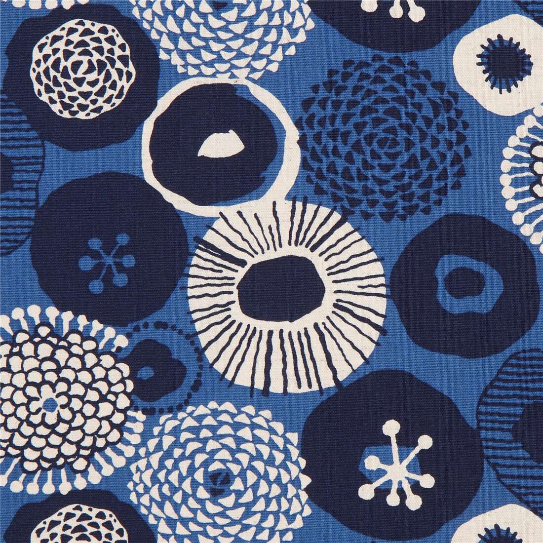 Flowerfield blue 19,90 Eur/Meter Japanese Fabrics Cotton Linen Canvas By the Meter Flowers Tulips Nordic Flower 50 cm x 110 cm Petit Joli