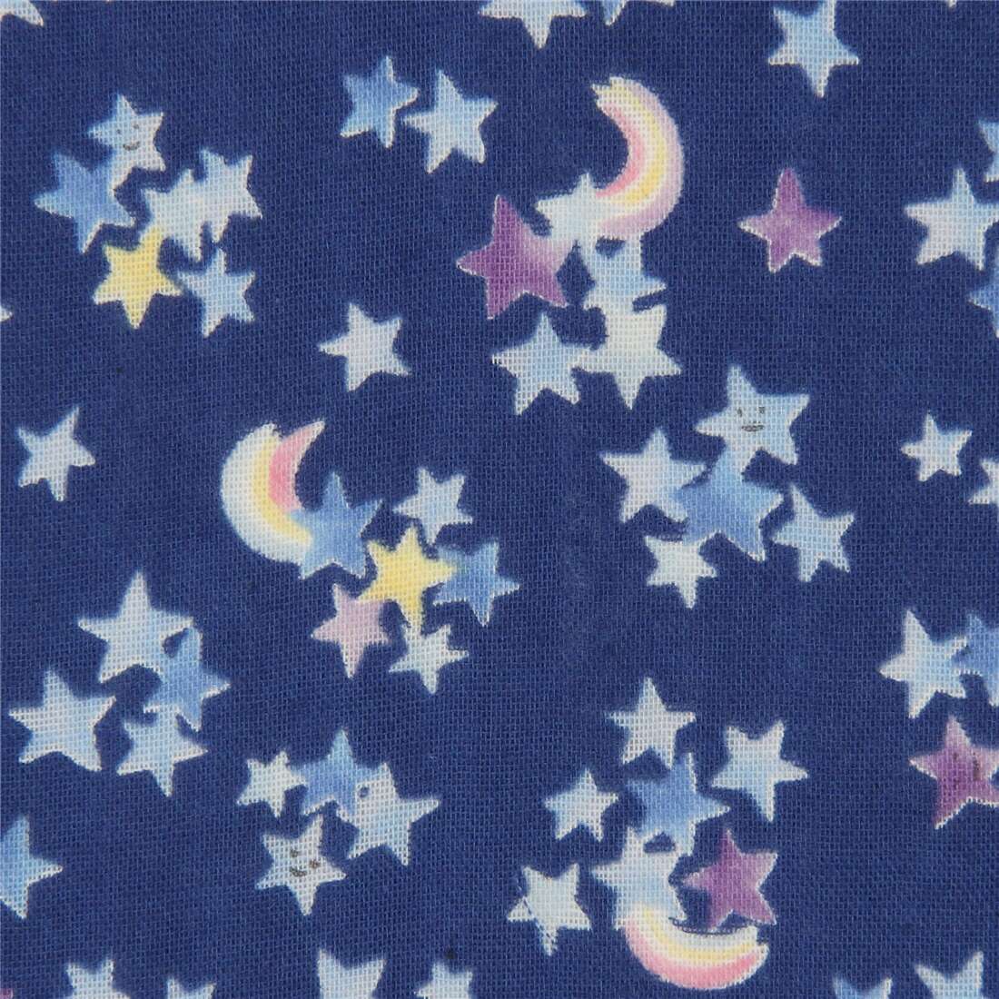 dark blue Kokka double gauze fabric with stars and rainbows - modeS4u