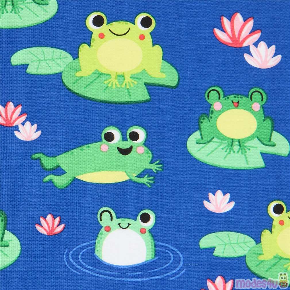 dark blue Timeless Treasures frog fabric Animal Fabric Fabric Kawaii Shop modeS4u