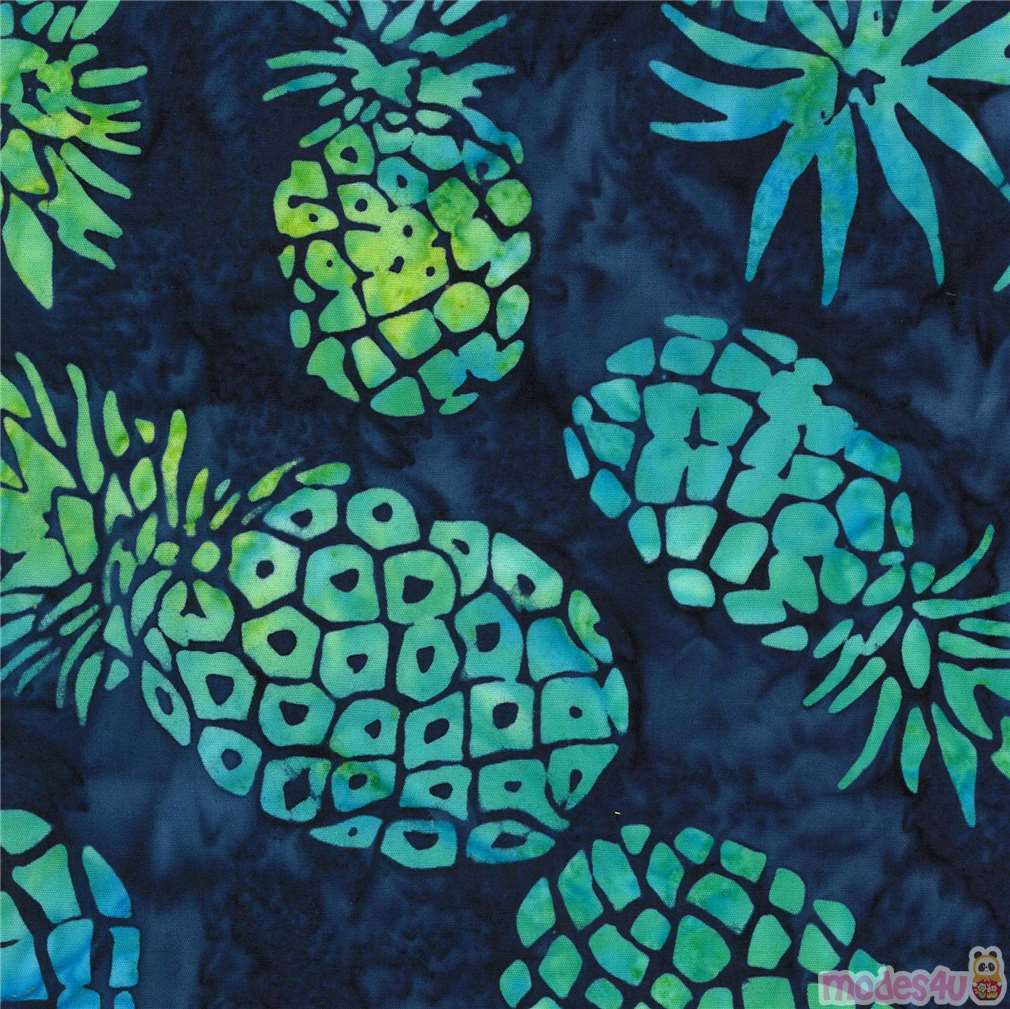 dark blue batik fabric with pineapples by Michael Miller modeS4u