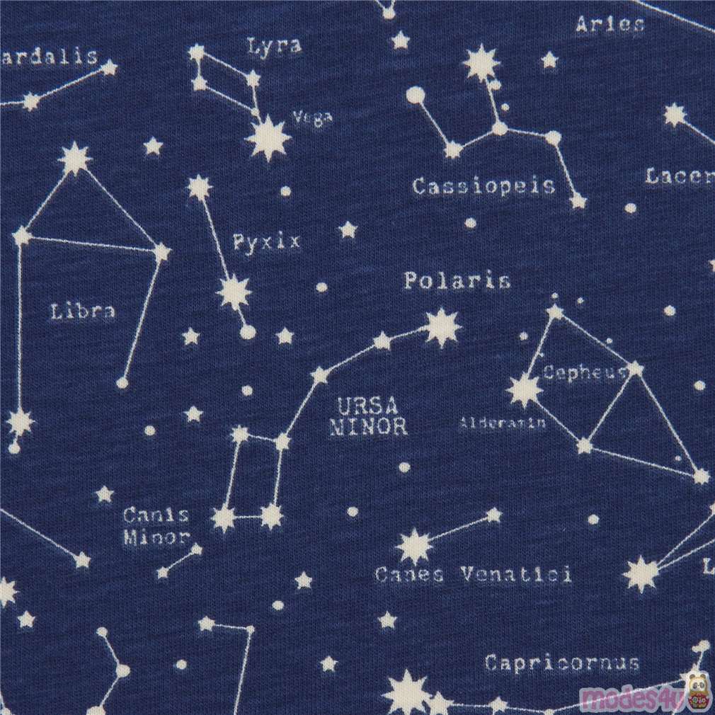 Remnant (45 x 139 cm) - dark blue constellation knit fabric by Stof ...