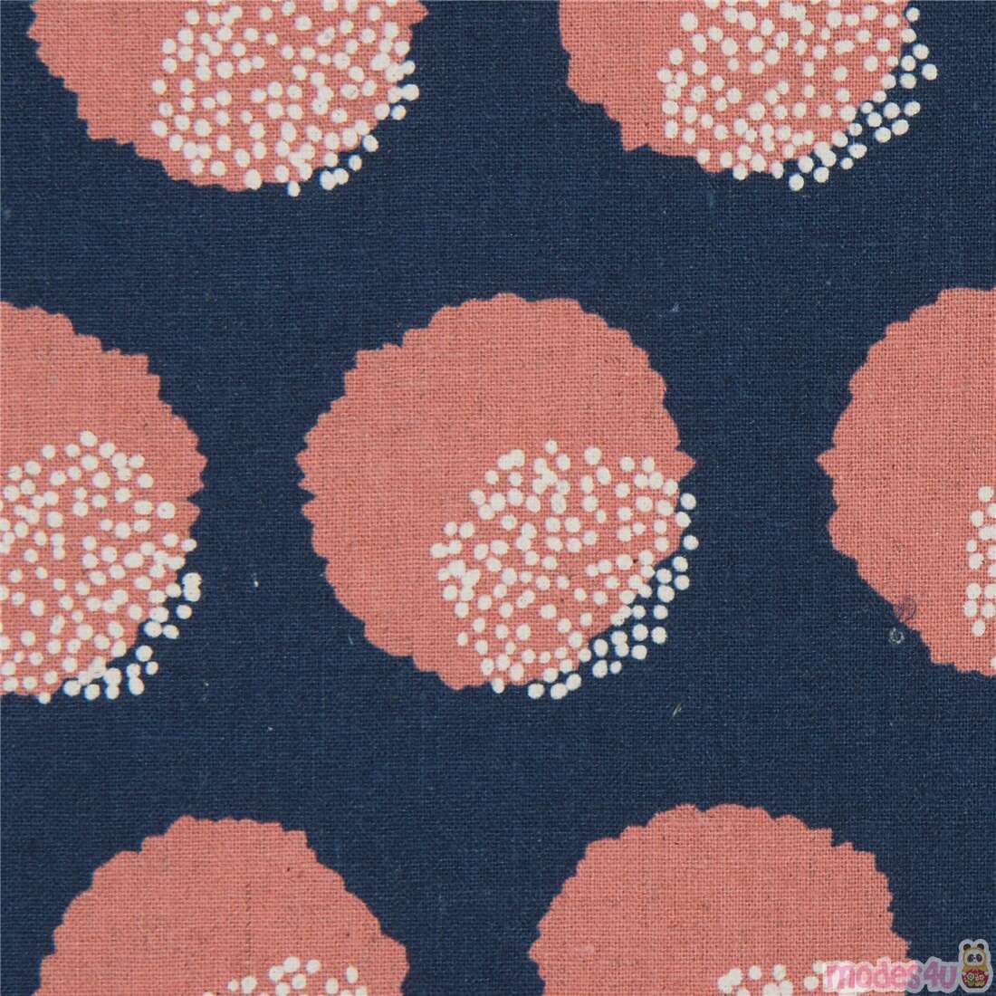 dark-blue-echino-canvas-fabric-with-peach-spots-modes4u