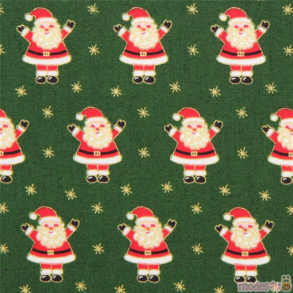 dark green Santa Claus Mini glitter fabric Andover from the USA Fabric ...