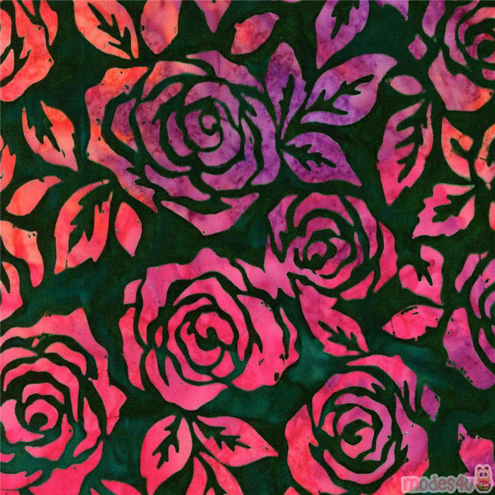 Cotton Batik Colorful Roses Flowers Rainbow Batik Fabric Print by Yard  D176.29
