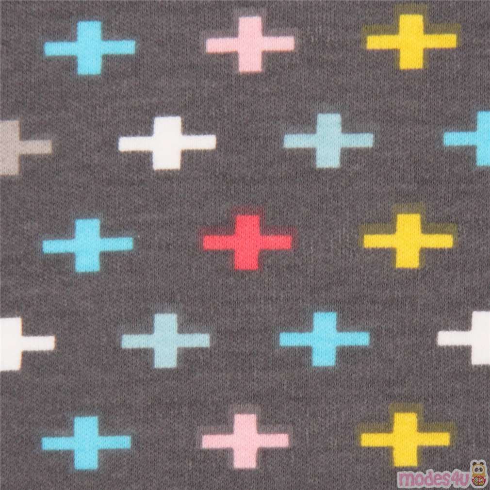 dark grey colorful X cross knit fabric Robert Kaufman USA - Knit Fabric - Fabric - Kawaii Shop ...