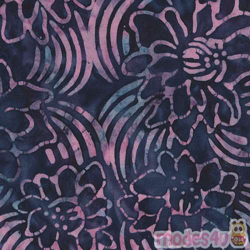 Remnant (35 x 112 cm) - dark purple flower batik fabric by Timeless ...