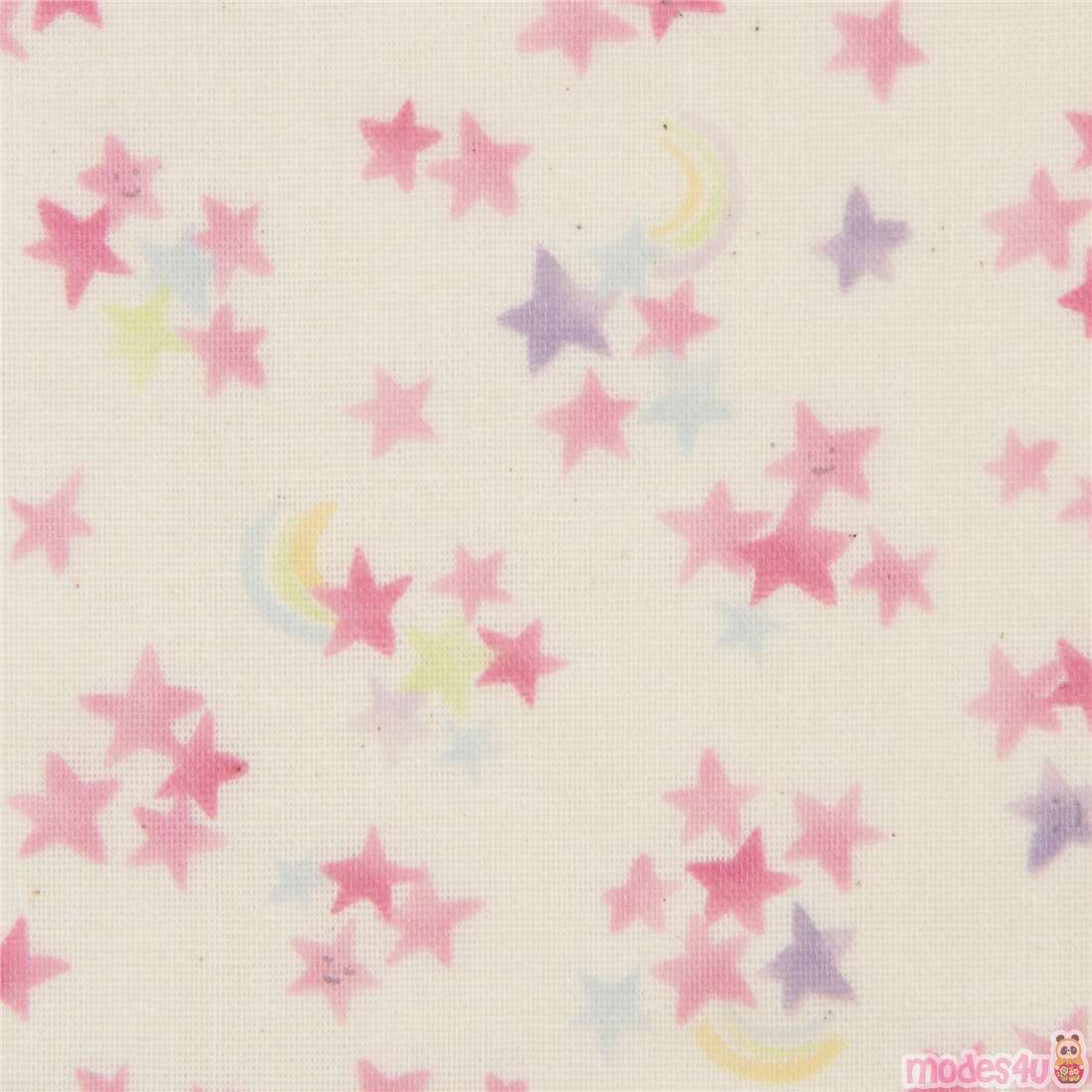 double gauze fabric in light cream with stars and rainbows by Kokka ...