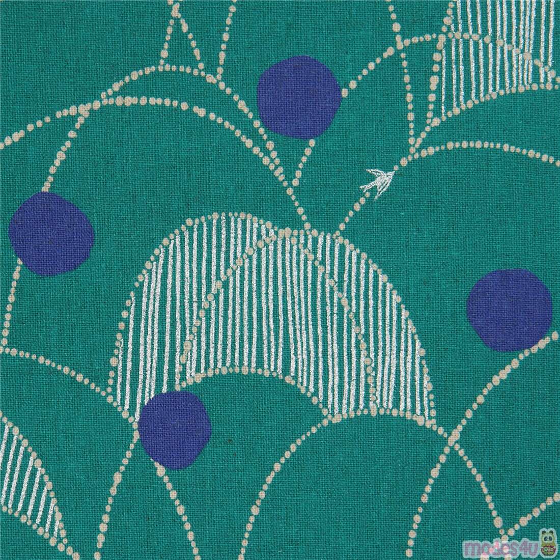 echino laminate canvas fabric with metallic silver and dark green ...