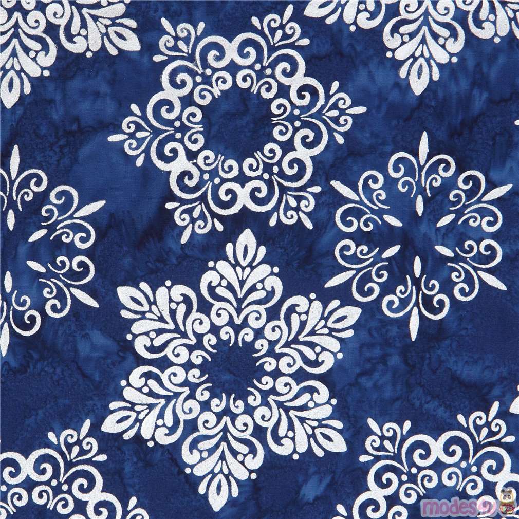 embellished Robert Kaufman Christmas Batik fabric with snowflakes