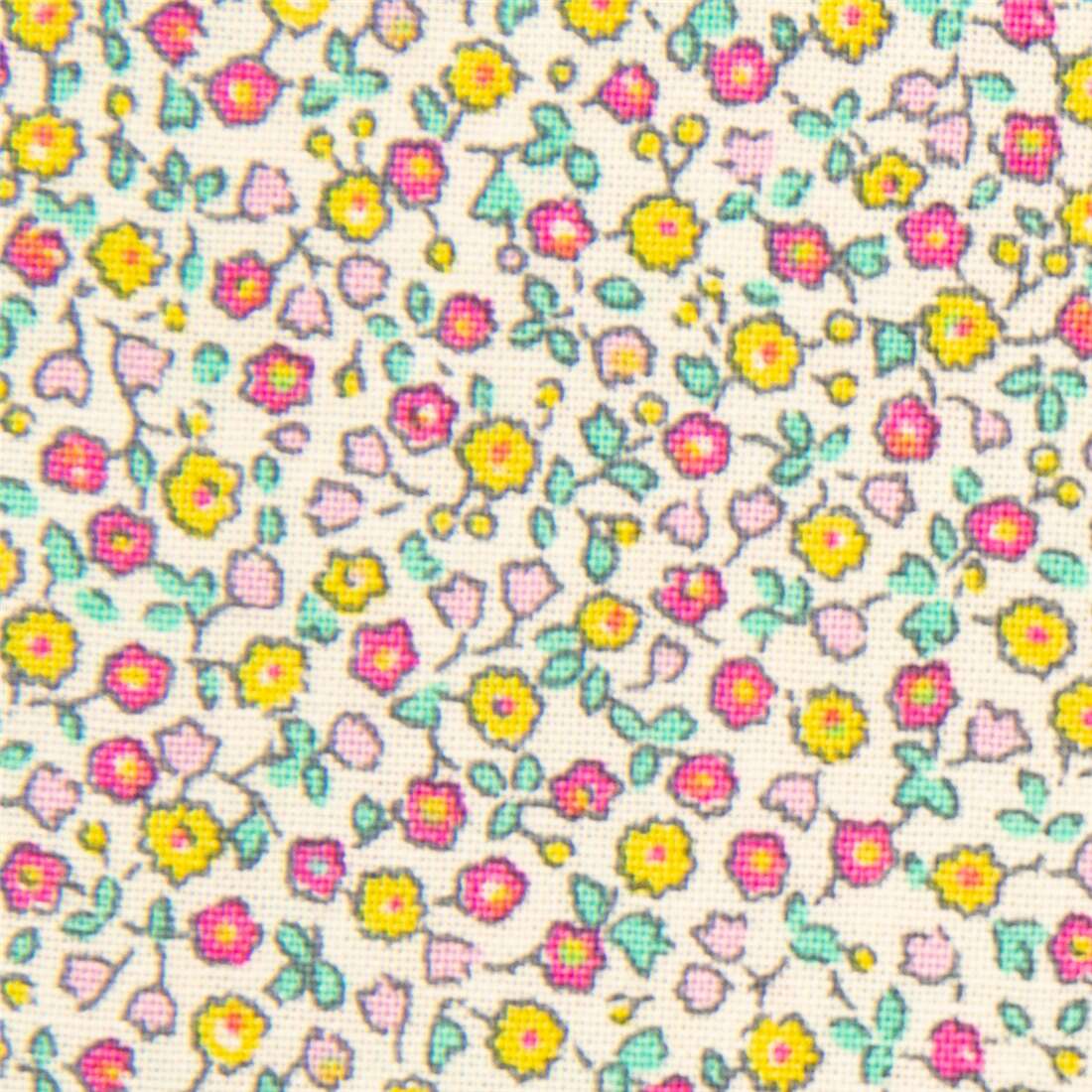 floral off white fabric with small florals in yellow pink by Liberty Fabrics Fabric by Liberty