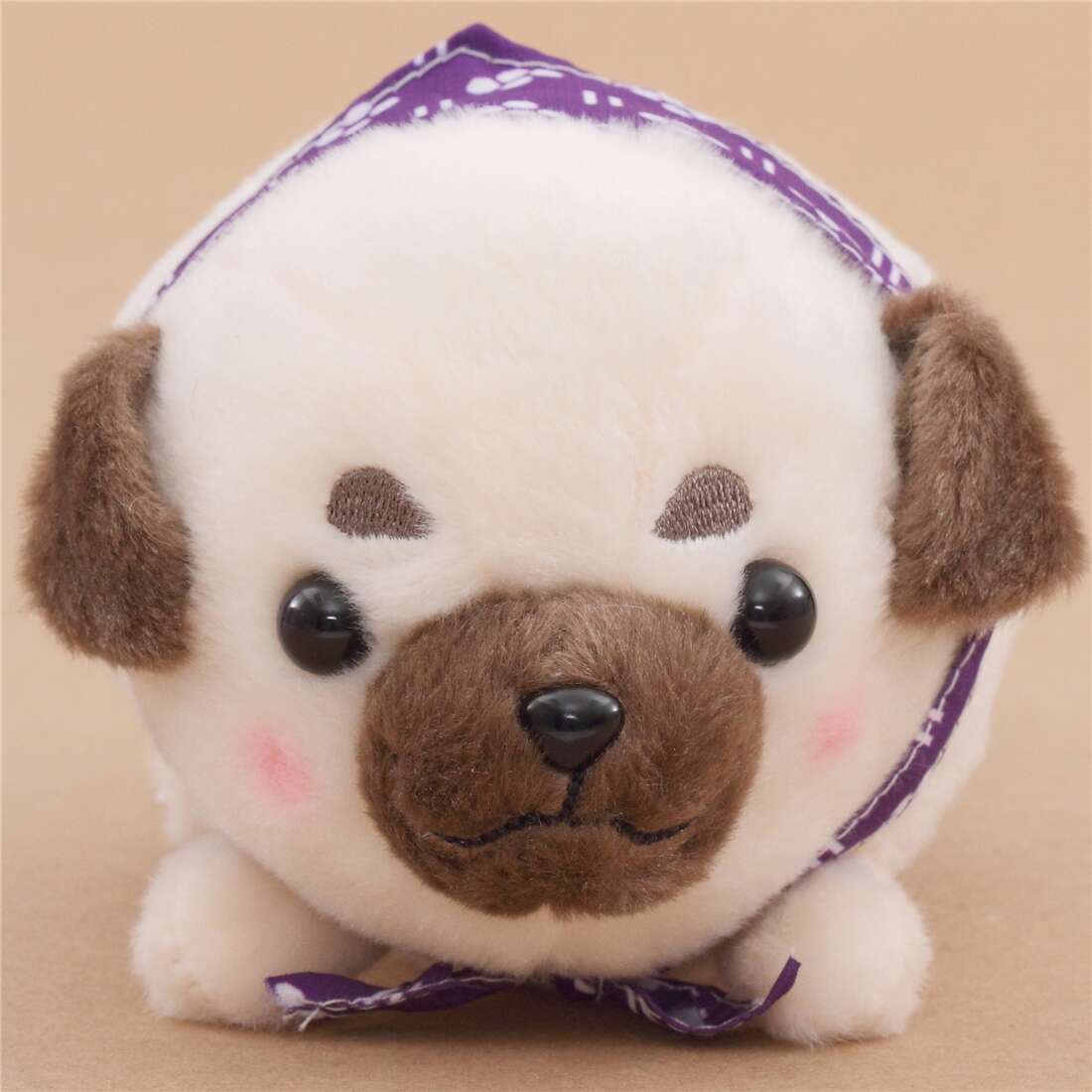 Funny Beige Brown Dog Purple Scarf Mameshiba San Kyodai Plush Toy Japan Modes4u