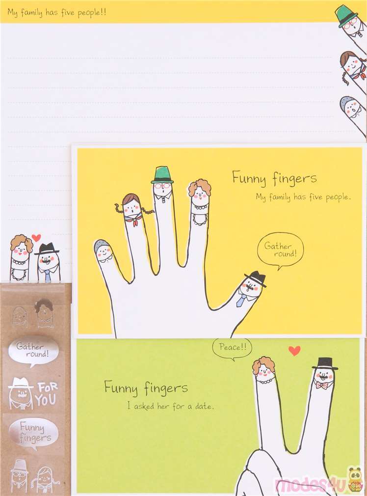 Funny People Hand Finger Letter Envelope Set ModeS4u