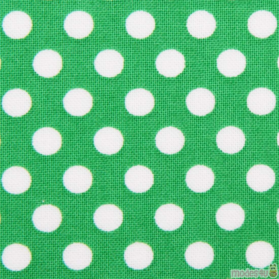 Remnant (26 x 112 cm) - green Michael Miller polka dot fabric Kiss Dot ...