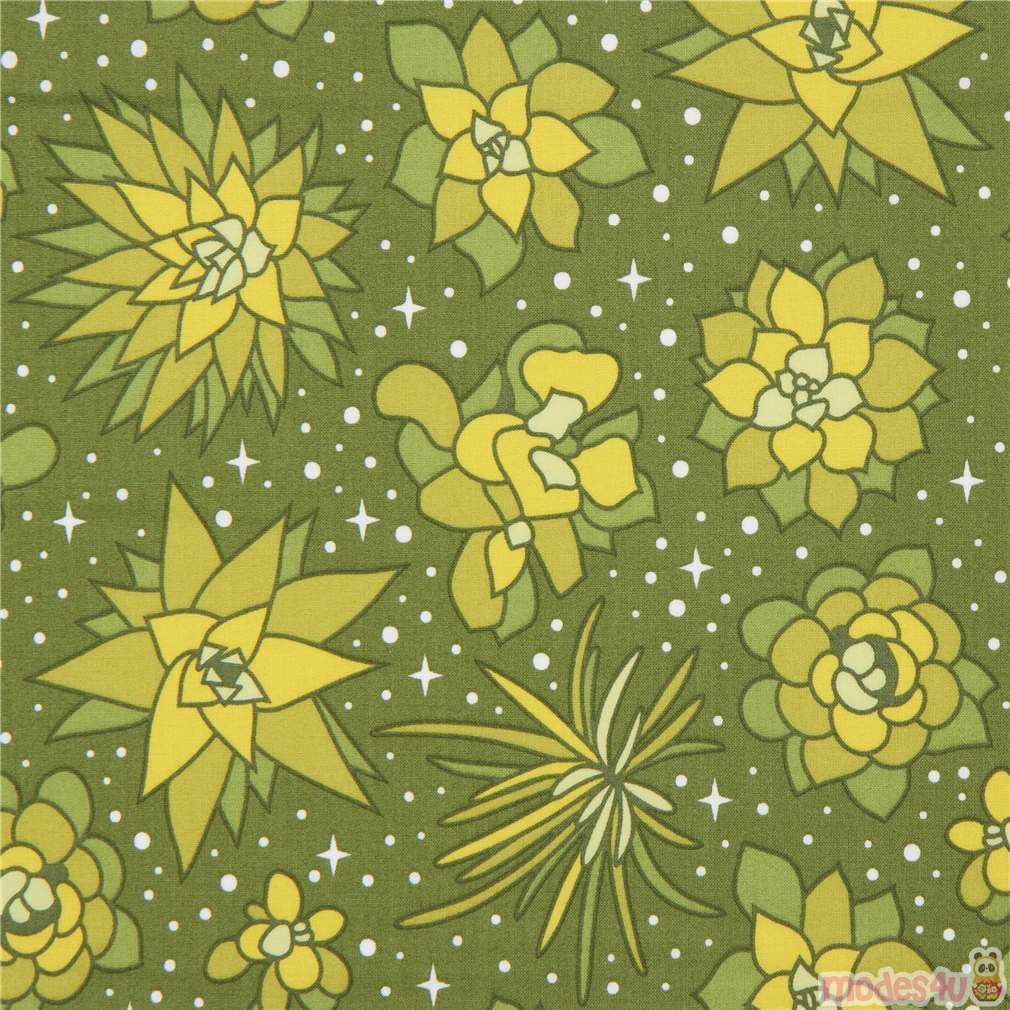 green Robert Kaufman flower fabric Terrarium Flower Fabric Fabric