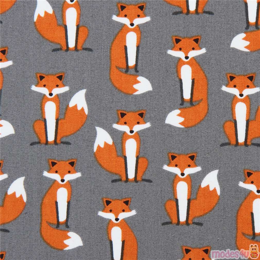 grey fox fabric Robert Kaufman 'Fabulous Foxes' Fabric by Robert Kaufman -  modeS4u