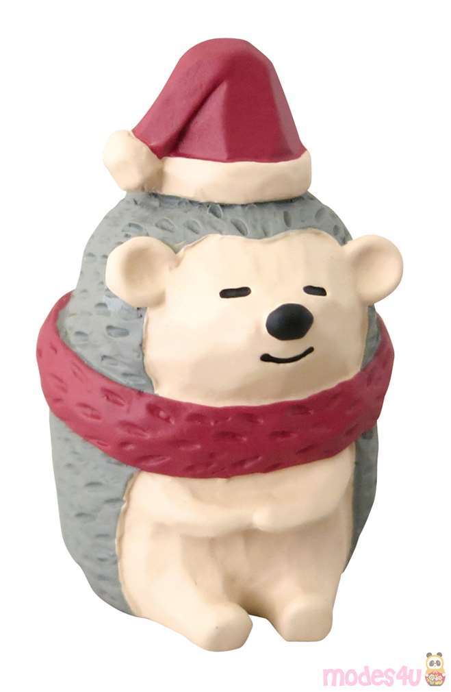 hedgehog with Santa hat red scarf Christmas figurine Japan modeS4u