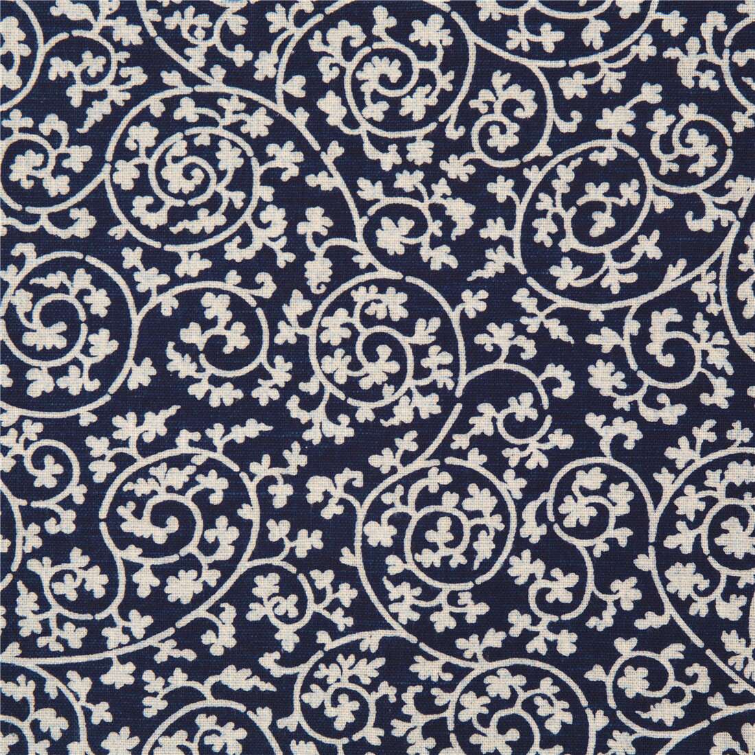 indigo blue muraito Japanese fabric with scrolling karakosa foliage ...