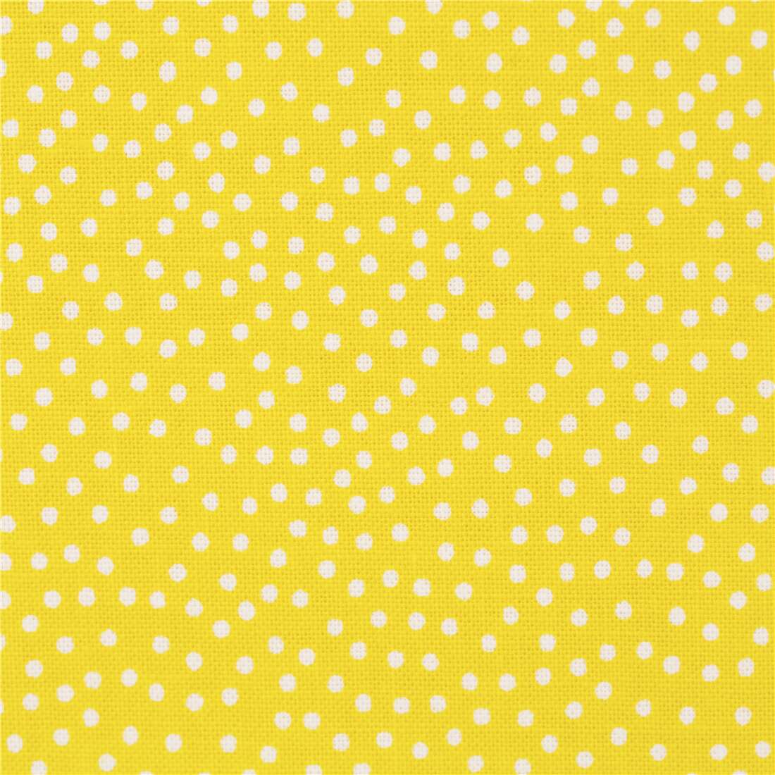 lemon yellow background garden pindot white polka dots on cotton fabric -  modeS4u